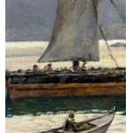 Salvatore Maresca Serra, Coastal view with boats and fishermen - Salvatore Maresca Serra