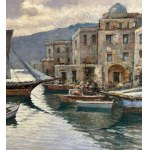Salvatore Maresca Serra, Coastal view with boats and fishermen - Salvatore Maresca Serra