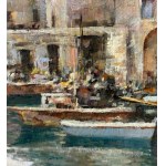 Salvatore Maresca Serra, Coastal view with boats and fishermen - Salvatore Maresca Serra