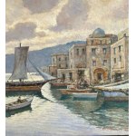 Salvatore Maresca Serra, Coastal view with boats and fishermen - Salvatore Maresca Serra