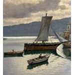 Salvatore Maresca Serra, Coastal view with boats and fishermen - Salvatore Maresca Serra