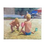 UNIDENTIFIED SIGNATURE, Children playing by the seashore
