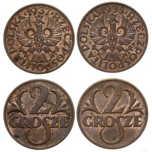 Poland, set: 2 x 2 pennies, yearbooks: 1937, 1938, Warsaw