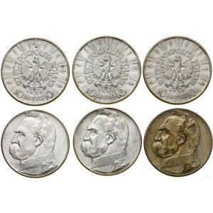 Poland, set of 3 x 10 gold, 1935, 2 x 1936, Warsaw
