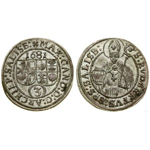 Austria, 3 krajcars, 1681, Salzburg