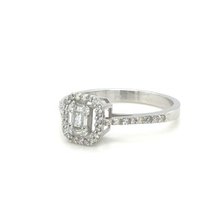 PRSTEN Z BÍLÉHO ZLATA - 2,60 GR S DIAMANTY - DH-R1020