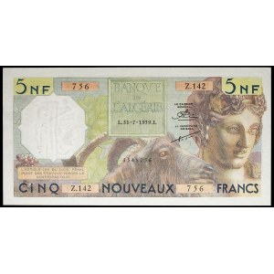 5 new francs type Bacchus 31-7-1959.
