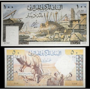 Lot (2) - 50 and 100 dinars 1-1-1964.