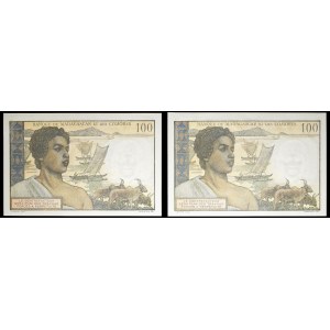 Lot (2) - 100 francs type femme Hova et rova d'Antananarivo overprinted COMORES ND (1963).