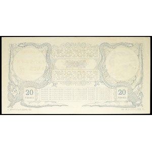 20 francs type bleu et rouge, without decrees - Banque de l'Indo-Chine January 3, 1921.