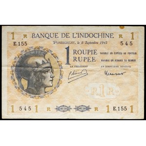 1 roupie / 1 rupee - Pondicherry September 8, 1945.