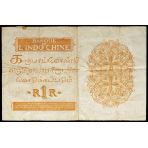 1 roupie / 1 rupee - Pondicherry September 8, 1945.