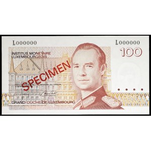 100 francs with portrait of Grand Duke Jean (SPÉCIMEN) 1993.