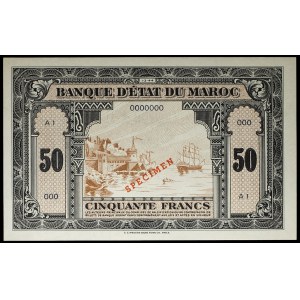 50 francs, impression US (SPÉCIMEN) 1-3-1944.