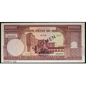 Épreuve de 5000 francs type “Bab el-Mansour” non adoptée (SPÉCIMEN) ND (1951).