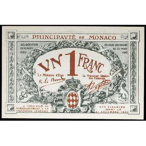 1 franc not issued (Remainder) 1920.