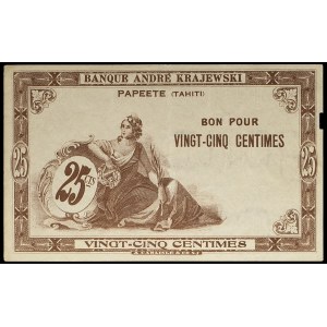 Unissued 25 centime brown bond (Remainder) - Banque André Krajewski ND (1920).