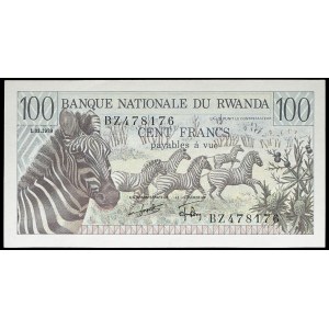 100 francs type zèbres 1.01.1978.