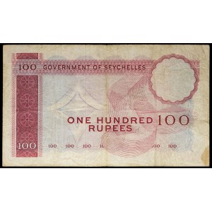 100 rupees with portrait of Queen Elizabeth II January 1, 1968.