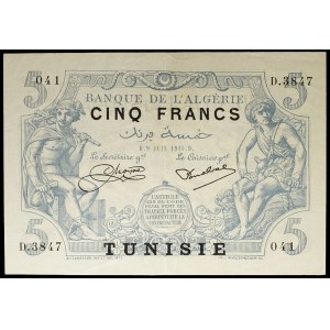 5 francs type bleu - Banque de l'Algérie June 9, 1925.