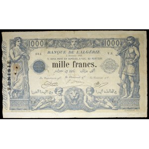 1000 francs type bleu modified - Banque de l'Algérie November 5, 1918.