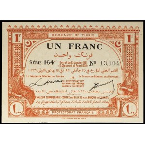 1 franc type “Régence de Tunis”, huitième émission 25 janvier 1921.