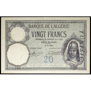 20 francs - Banque de l'Algérie 17-8-1914.