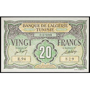 20 francs type “Khamassi” - Banque de l’Algérie-Tunisie 4-6-1948.