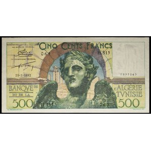 500 francs type “Victoire ailée” modifié - Banque de l’Algérie-Tunisie 23-7-1952.