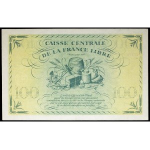 100 francs type Marianne dit Edmond Dulac - Caisse centrale de la France libre December 2, 1941 (March 20, 1944).
