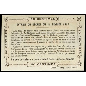 0,50 Franc / 50 Centimes Typ Rot und Schwarz - Kolonie Elfenbeinküste, Generalgouvernement der A.O.F. 11. Februar 1917.