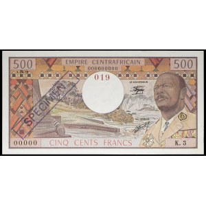 500 francs with portrait of Emperor Bokassa (SPÉCIMEN) - Central African Empire 1-04-1978.