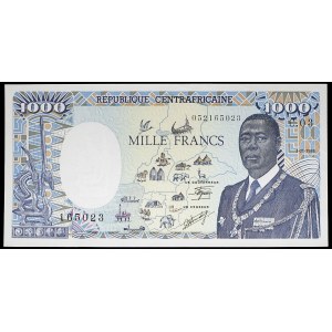 1000 francs with portrait of President André Kolingba, modified type 1-01-1986.