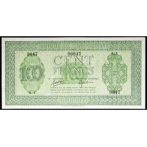 100 francs, Palestine printing (SPÉCIMEN) - Banque de l'Indochine ND (1945).