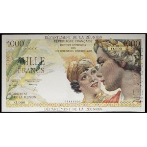 1000 Franken Typ Union Française (SPÉCIMEN) - Institut d'Émission des départements d'outre-mer ND (1964).