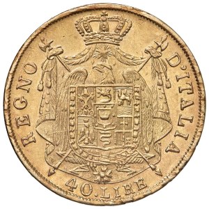 Monety napoleońskie bite we Włoszech - Napoleon I (1805-1814) Mediolan - 40 Lirów 1814 Punt...