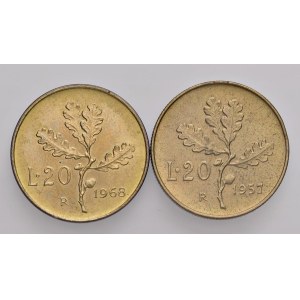 Republika Włoska - REPUBBLICA ITALIANA (1946-) 20 Lire 1957 i 1968 - ...