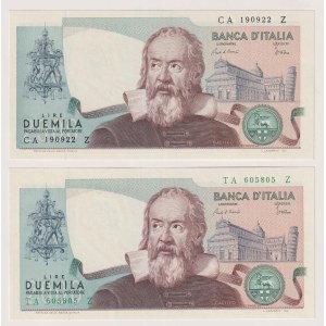 Italian Banknotes - Banca d’Italia - 2000 Lire Galileo Lotto di 2 banc...