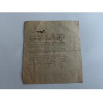 RECEIPT OF LIONS DR EDWARD STENZEL, STAMP OF ROZWADÓW, 1923