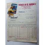 INVOICE SOLO A G WIEN VIENNA KIRCHDORF 1927, VERSALE