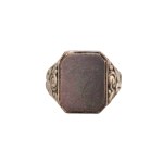 Silver-plated signet ring with a floral shank