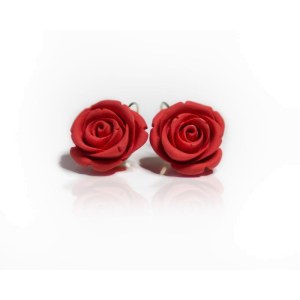 Red Rose Earrings - Romantic Rose
