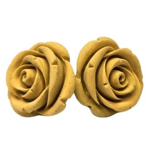 Mustard-colored Romantic Rose Earrings