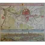 Danzig, panorama and plan of the surroundings "DANTZIG" "DANTISCUM" Homann 1739