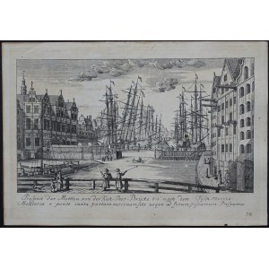 Dantzig Vue de la Motława depuis le pont de la Vache Deisch 1765