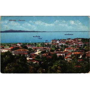Durres, Durazzo; view with steamships. Purger &amp; Co. No. 13355. (EB)