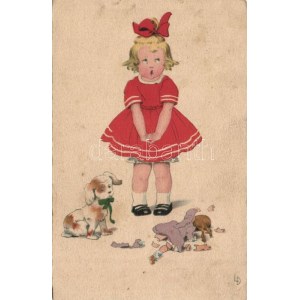 Little girl singing, Meissner & Buch Künstler-Postkarten Serie 2627. s: L.D. (Rb)