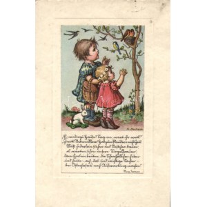 Children and the bird nest s: Fr. Bertram (small tear)