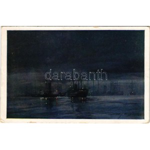 1918 Die Seeschlacht bei Lissa. Die k.u.k. Flotte vor Fasana. K.u.K. Kriegsmarine. Offizielle Karte für Rotes Kreuz...