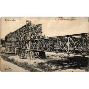 1913 K.u.K. Eisenbahnregiment. Kohnbrücke / Cs. és kir. vasúti ezred hídépítés közben / Austro...